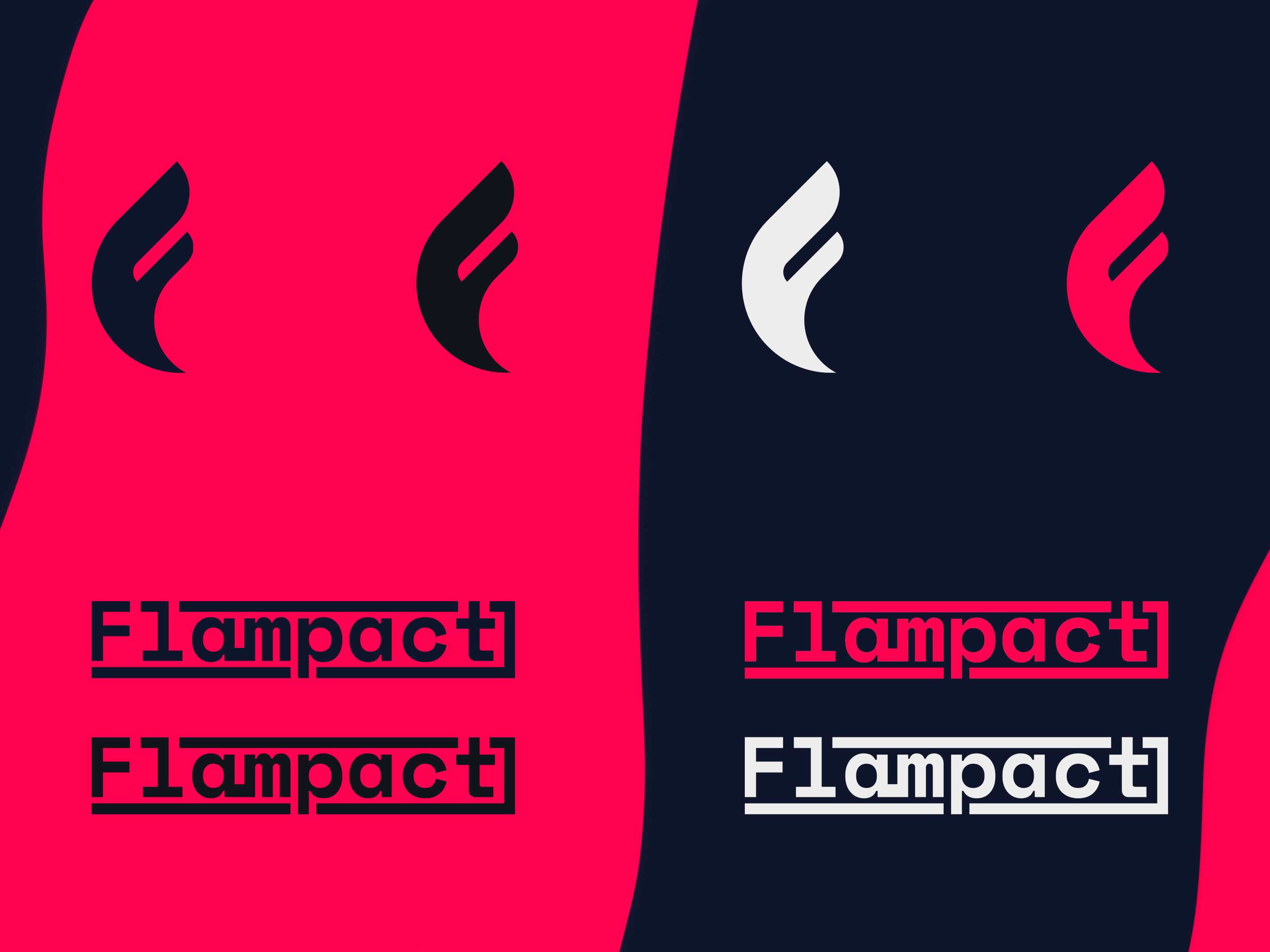 Flampacts iconic mark displayed on different background colors