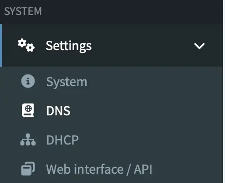 displays steps to navigate to the dns settings in the pihole webui